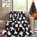 Halloween Throw Blankets Cute Ghost Bat Halloween Flannel Soft Blanket for Couch Bed Sofa Living Room Decor Blankets 50"x 60"