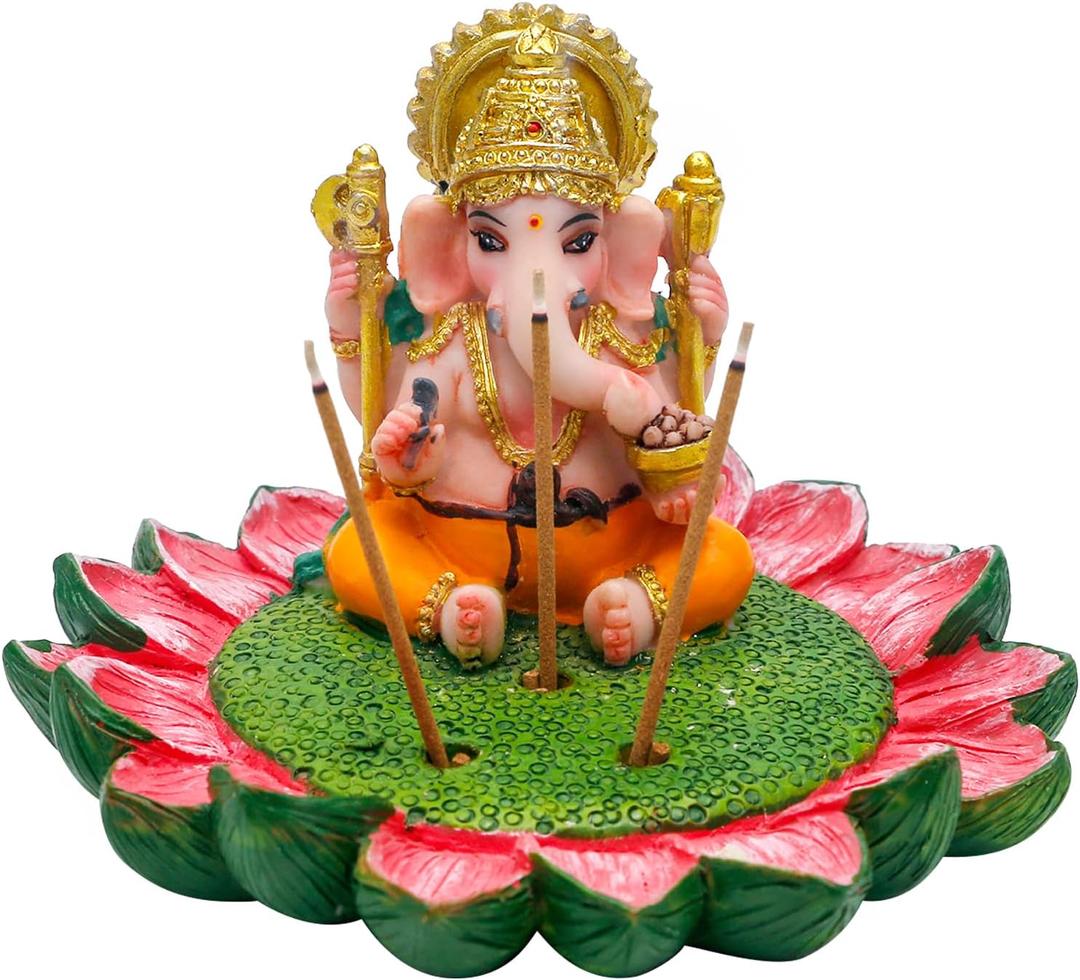 Hindu God Ganesha Idol Statue - 3.8"L Ganesh Incense Burner/Holder India Ganapati Pooja Item Home Office Temple Mandir Shrine Altar Diwali Puja Decor Ideal Gifts for Indian Friend Relative