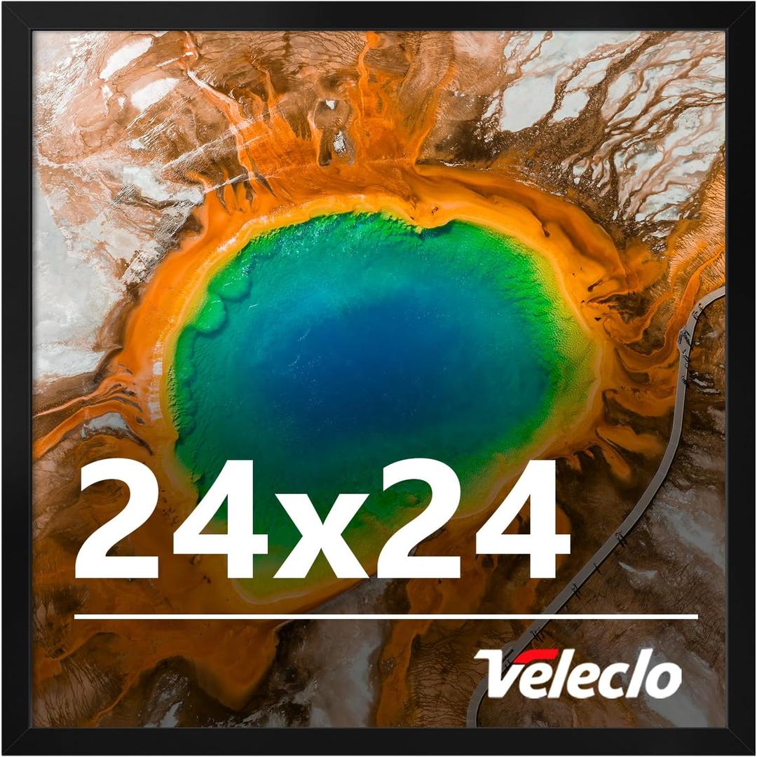 24x24 Picture Frame for Wall Display, 24x24 Black Picture Frame with Shatter Resistant Plexiglass, Stable and Sturdy 24 x 24 Poster Frame for Wall Display, Handpicked Gift Collection, 1 Pack