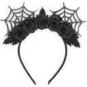Needzo Halloween Mouse Ear Headband, Glitter Party Decoration Costume Accessories for Girls and Women, One Size (Spiderweb)