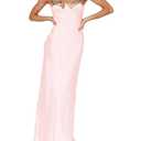 Sexy Satin Spaghetti Strap Floral Embroidered Maxi Dress for Women Sweetheart Neckline Backless Sleeveless Slit Midi Dress Small