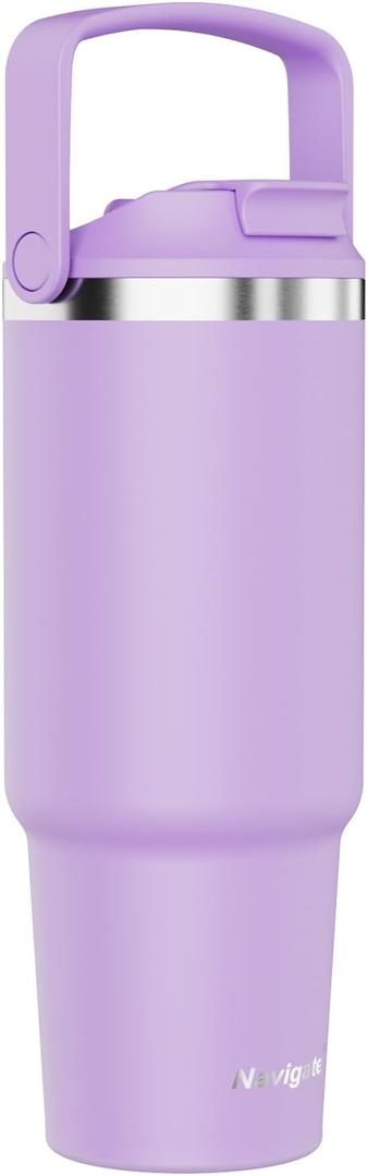 Navigate 30 oz Tumbler with Handle and Straw Lid,Twist On Lid, Double Insulated Tumblers with Flip Straw and Top Handle, Insulated Water Bottle, Purple