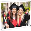 Kalami 8.5x11 Acrylic Wall Mount Picture Frame Self Adhesive, No Drill Holes Floating Frameless Clear Photo Print Certificate Degree Document Display Frame with Black Hardware - Full Frame is 10x13