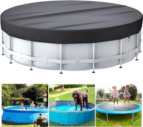BROSYDA Round Pool Cover for Winter, 24 Ft Winter Pool Cover for Above Ground Pools, Hot Tub Cover, Heavy Duty Pool Cover with Ground Nails, Tension Hook, Drawstring (Black)