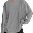 Trendy Queen Womens Spring Tops Oversized Long Sleeve T Shirts 2026 Basic Tee Fall Casual Workout Y2K Clothes (Small, Grey)