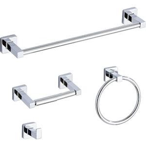 Chrome Bathroom Hardware Set 4 Pieces,Towel Bar Set Stainless Steel Wall Mounted, Includes 16In Hand Towel Bar, Towel Ring, Robe Towel Hooks,Toilet Paper Holder, Bathroom Towel Rack Set