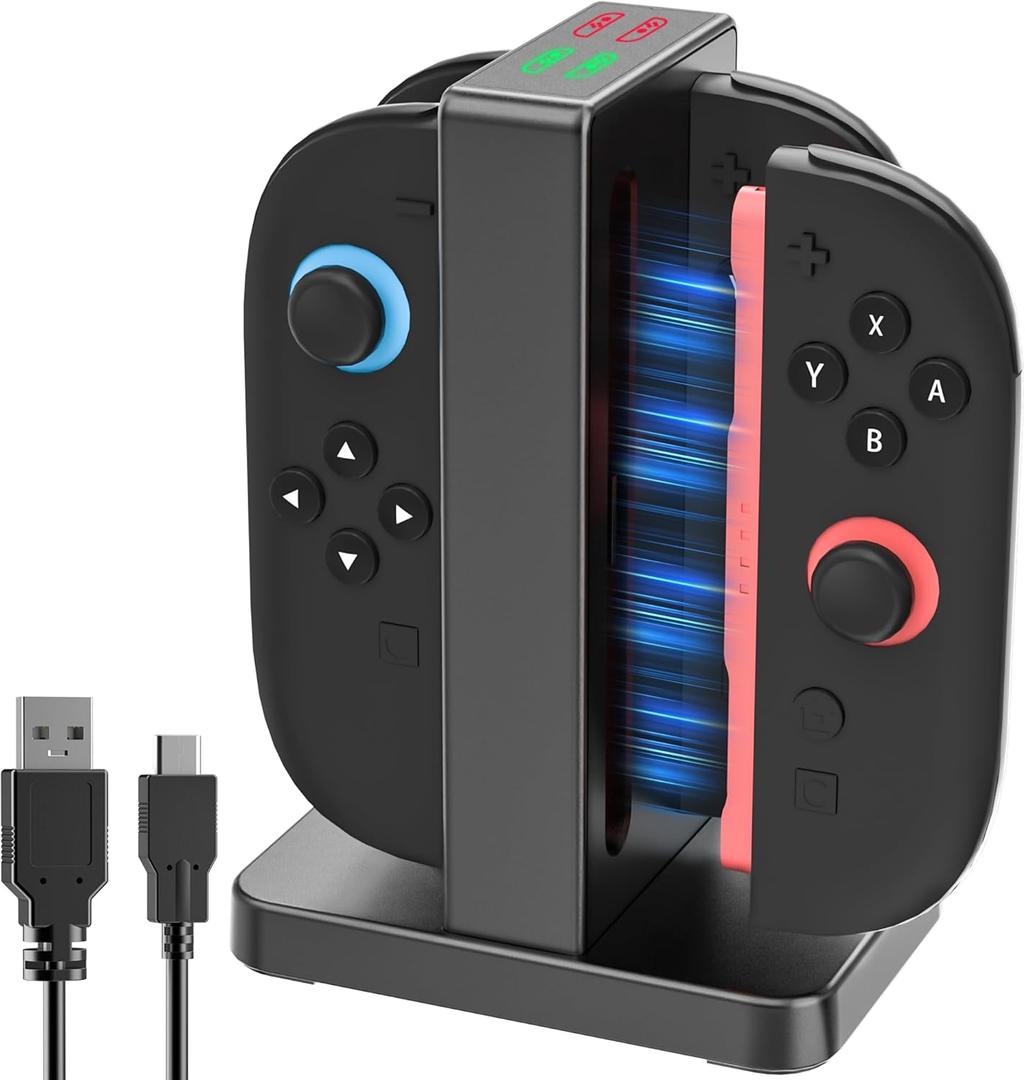 Controller Charger Dock Station for Nintendo Switch 2 Joycon, FANPL Charging Stand for 4 Switch 2 joycon Charging Indicator and Type C Charging Cable