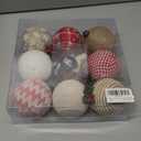 12PCS Rustic Christmas Ornaments Set, 8 Burlap Balls & 4 Paper Honeycomb Ornaments, 3.15" Farmhouse Vintage Holiday Tree Decorations