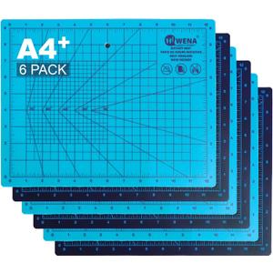 6 Pack Self Healing Cutting Mats 12x9 Inch for Sewing, Crafting, Scrapbook Supplies Double-Sided Non-Slip Surface with Grid Lines, 3mm Thick (A4)