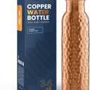 100% Copper Water Bottle - 34 oz Extra Large - Hammered Finish Pure Copper Water Bottle for Drinking - Handcrafted Ayurvedic Leak-Proof Vessel for Healthy Hydration - Premium Ocean Blue Gift Box