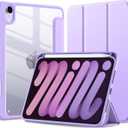 Mastten for iPad mini 7 Case A17 Pro, for iPad mini 7th/6th Generation Case 2024/2021 8.3 Inch with Pencil Holder, Hybrid Slim Clear Back Shell Cover Kids, Auto Wake/Sleep, Lavender