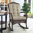 Magpie Fabrics Outdoor Rocking Chair Cushion Set, Tufted Pad for Rocking Chairs with Ties, Seat 17" x 17"/Back 21" x 17", Taupe