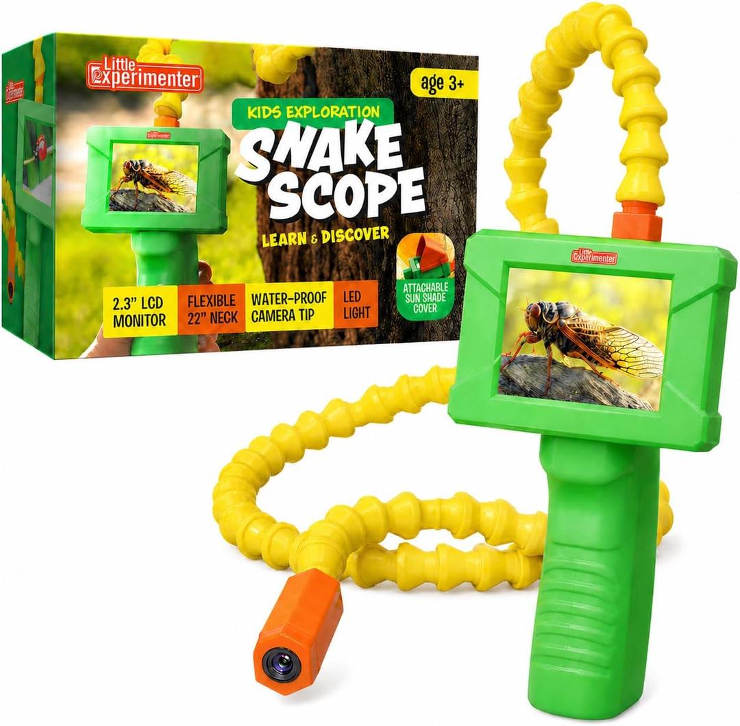 Borescope Snake Scope Camera with Light for Kids, Rechargeable Outdoor Educational STEM Toys, Gifts for 5 Year Old Boy, Nature Activities, Best Gift for Boys, Girls Ages 4 5 6 7 8 9 10 11 Years Old
