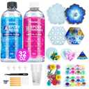 Teexpert Epoxy Resin Kit for Beginners, 32OZ Resin Kit with Silicone Molds, Complete Set with 24 Colors, Dried Flowers and Art Supplies, Crafts for Adults, Gift Set for DIY Coaster & Decor