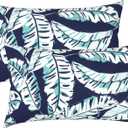 LVTXIII Set of 2 Patio Lumbar Pillows, 12x20 Fade Resistant Outdoor Lumbar Pillow with Inners, Fluffy Decorative Garden Lumbar Cushions for Home Patio Coach Sofa Use, Baltic Palms White