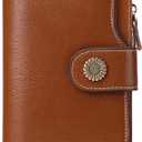 FALAN MULE Genuine Leather Small Wallet for Women, RFID Blocking, Compact Size, Brown