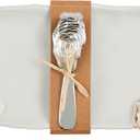 Mud Pie Layered Oyster Hostess Set; tray 6" x 14 1/2" | spreader 5 1/2"