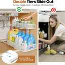 2 Pack 19.3IN-Depth Under Sink Organizer with Smooth Cylindrical Rail,2-Tier Pull Out Multi-Purpose Cabinet Storage for Bathroom&Kitchen,Height Adjustable,Rust-Resistant Coating-White