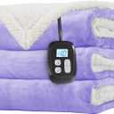 LaffyLo Electric Heated Blanket Full Size 72 x 84, Fast Heating Blanket, Dual-Sided Flannel Sherpa, 10 Heat Settings, 1-12 Hour Auto Off, Machine Washable, Light Purple