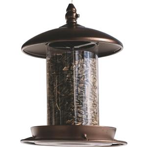Metal Bird Feeder for Outside Hanging,Wild Bird Feeders for Cardinal, Large Roof and Tray - 6 Port (Chestnut Brown)