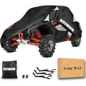 UTV Cover Waterproof Heavy Duty Oxford Cloth All Weather Protection Covers for Can-Am Maverick X3 Polaris RZR PRO Yamaha Kawasaki TERYX KRX Arctic Cat Wildcat UTV Accessories, 2-3 Seater-Plus (Black)