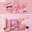 Pink Desk Accessories, 24Pcs Pink Office Supplies and Desk Organizers, with Tape Dispenser, Stapler, Staple Remover, Ect, Gift Box Packaging