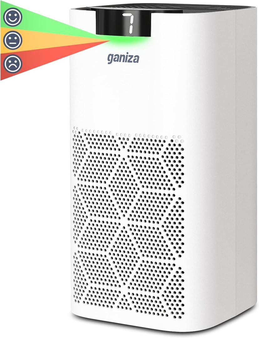 Ganiza Air Purifiers For Home Large Room, 1570ft Coverage H13 HEPA Air Purifiers for Pets with PM2.5 Monitor, 23db Air Purifiers for Bedroom Remove Pet Hair Dander Pollen Smoke Dust Odor Eliminator