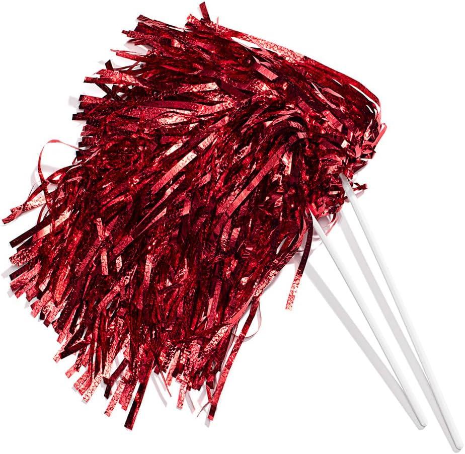 Anderson's Metallic Foil Textured School Spirit Shakers, Cheerleader Pom Poms, Football, Basketball, Homecoming Squad, Team, Party, Dance, Club, Performance, Fan Celebration Pack of 10