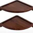 Demigo Floating Round Corner Shelves for Wall 2pcs, Acacia Wood Wall-Mounted Storage Shelves for Home Decor, Space Saving Displays for Living Room, Kitchen, Office, and Bedroom (Dark Brown) (Walnut Color)
