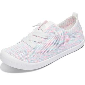 ALTOCIS Women's Knit Slip On Sneakers Ladies Elastic Low Top Flats Lightweight Breathe Mesh Fashion Sneakers Cute Flying Woven Loafers (8, Purple)