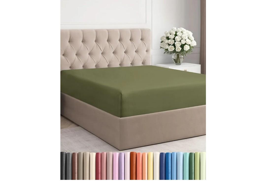 full Fitted Bed Sheet - Bottom Single Fitted Sheet Only - Soft Hotel Luxury Bedding w/ 8-16 Inch Deep Pockets - Breathable, Cooling & Wrinkle Free - Easy-Care, Fade and Shrink Resistant - Sage Green