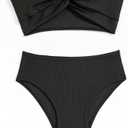 J.E Sterguard Two Piece Swimsuits Teen Bikini Color Block Girls' Swimwear Ribbed Swimsuits Size 8-16