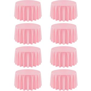 8 Pack Pink Round Tablecloth 120 Inch Table Cloth for Round Tables, Easter Spring Washable Polyester Fabric Stain and Wrinkle Resistant Decorative for Wedding Party Dining Banquet