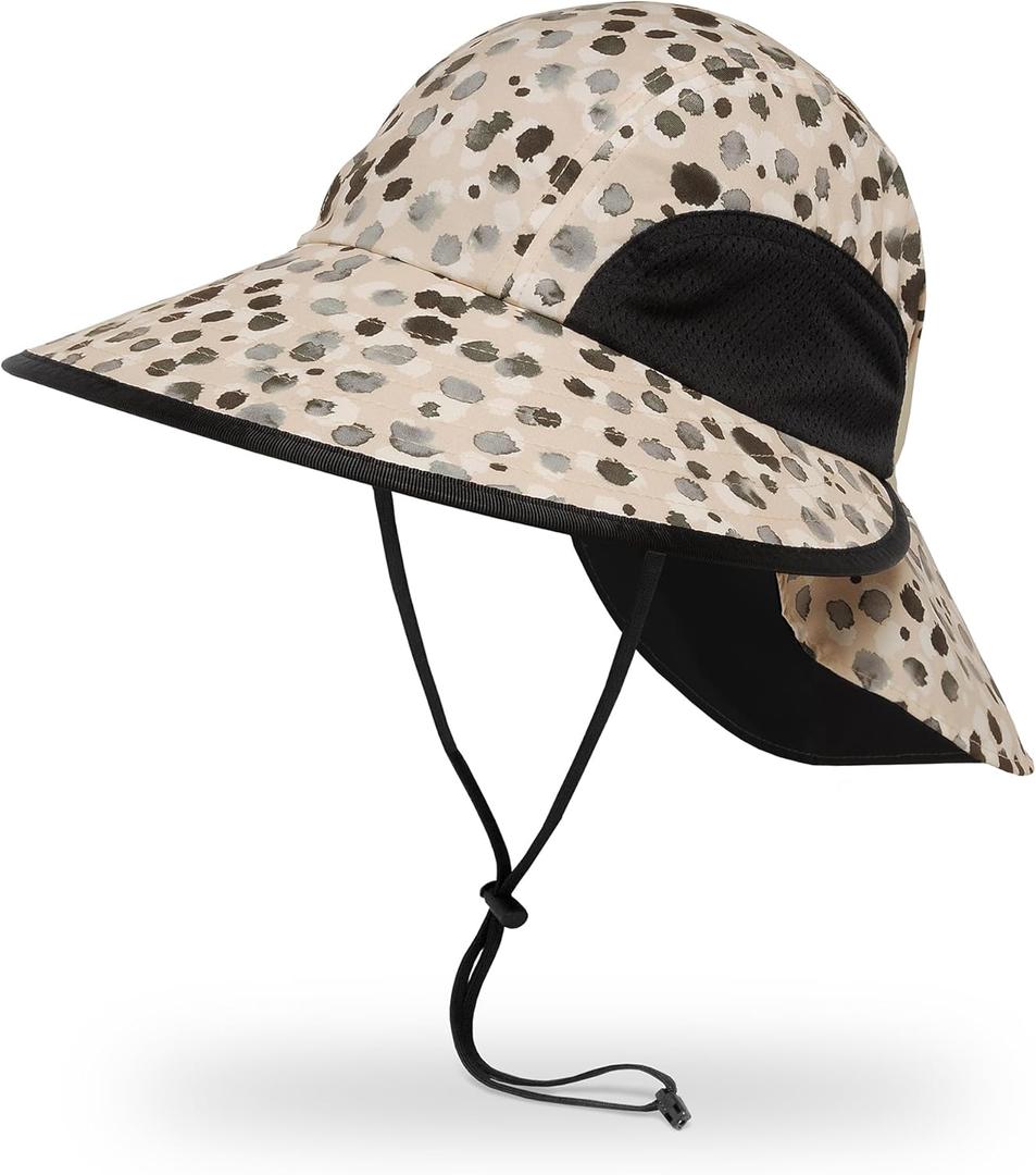 Sunday Afternoons Sport Hat, UPF 50+ Large Brim Women's Sun Hat for Women with Neck Flap, UV Protection - Hiking Gardening Bucket SPF Sunhat, Packable, Ponytail-Friendly, Tan Speckles, L/ XL
