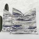 Decorative Throw Pillow Covers 18x18 Inch Set of 2, Navy Blue - Chenille for Couch and Living Room