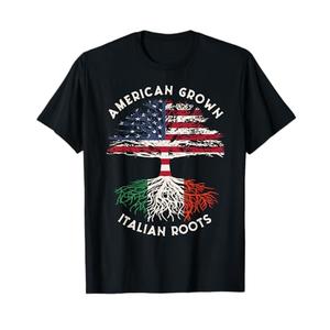 American Grown Italian Roots Family Tree Italy Flag Italian T-Shirt, S