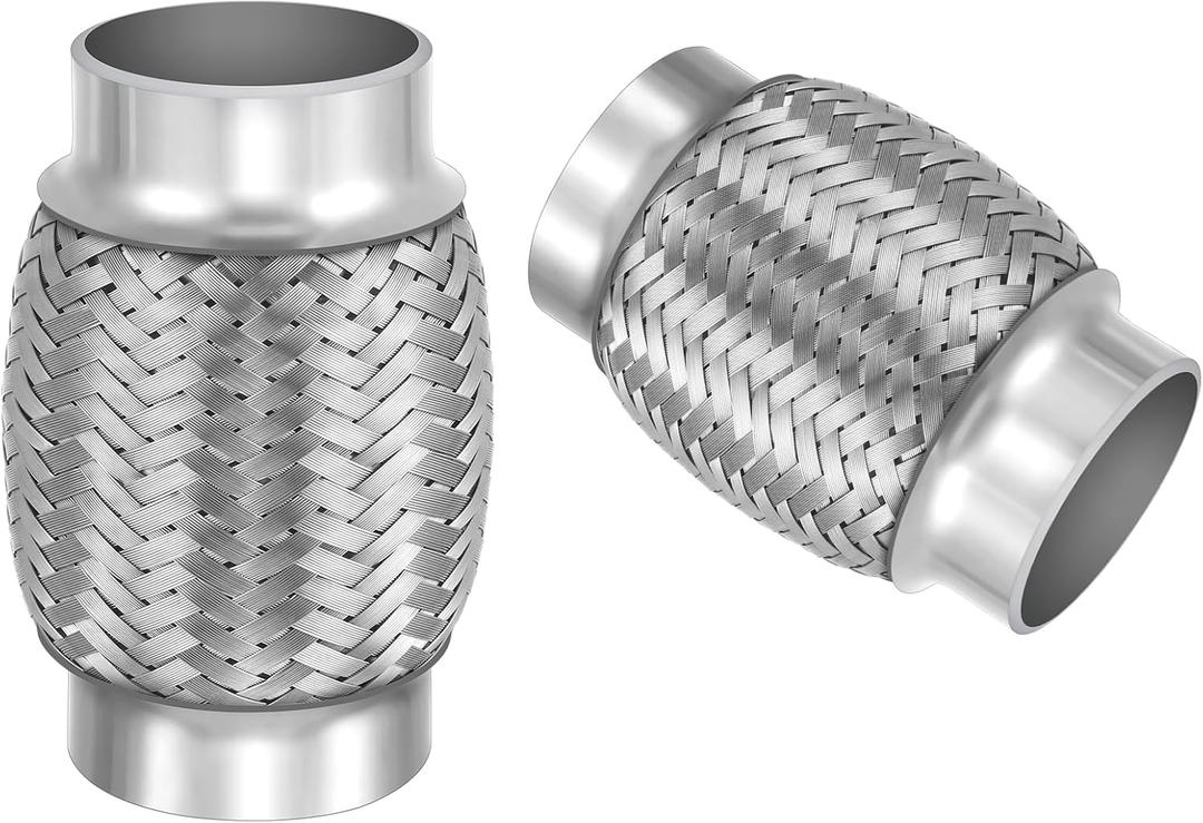 Yaocom 2pcs 2.5'' X 4'' Exhaust Pipe Stainless Steel Double Braid Long Exhaust Pipe for Heavy Duty and Cars