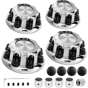 8 Lugs Wheel Center Caps Hub Caps Compatible with Chevy Silverado 2500 3500 Epress Van Set of 4 OEM Replacement Chrome Auto Hub Covers, Easy Bolt On - Fits 16" Inch Wheel Rims Caps