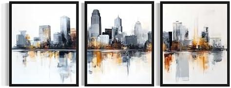 Kansas City Missouri Art Print Poster, (Set of 4) Skyline Abstract Wall Art Painting for Bedroom Living Room Office Decor AAA16 (Kansas City Missouri, 8 x 10 inches (4 Panels), Unframed)