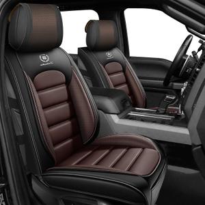 YWZQ Full Set Car Seat Covers for GMC Sierra 1500/ 2500/ 3500 Denali SLT AT4 AT4X Base Seat Covers 2008-2025, Waterproof Premium Nappa Leather Seat Protectors(Standard 5 Seats/ Black&Coffee)