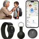 GPS Tracker for Kids, Real-Time GPS Tracking Device for Children w/Wearable Wristband & Keychain Design, No Monthly Fee/No SIM Card, Lightweight Locator Works w/iOS Find My, Long Standby, Waterproof