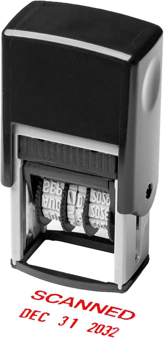 Self Inking Rubber Stamp, Phrase with Date Stamp, Refillable Office Supply Business Stamps (Scanned)