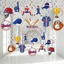Clabby 51 Pieces Baseball Party Decorations, Sports Theme Party Hanging Swirl Decor for Kids Adults Baseball Birthday Baby Shower Supplies
