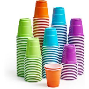Lilymicky 300 Count 2 oz Plastic Shot Glasses, Mini Disposable Shot Cups, 2 oz Assorted Color Shot Cups for Parties, Shooting Games