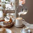 Large Electric Milk Frother and Steamer, 16.9oz/500ml Milk Steamer and Frother for Latte or Hot Chocolate, Dishwasher Safe, BPA Free, 6 Functions, Enjoy Perfect Milk Froth in 2 Min (White-Glass)