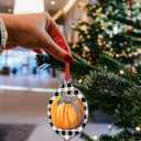 Christmas Hanging Ornaments, Thanksgiving Pumpkin Bow Black White Buffalo Check Plaid Autumn Fall Acrylic Christmas Hanging Decorations for Tree, Gift Box, Home Decor, Parties, 8 Pcs-3.7x3 Inch