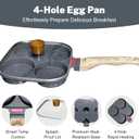 4Cup Nonstick Egg Pan Set with Lid Aluminum Omelette Skillet for Breakfast, Includes Silicone Scraper, Oil Brush, Chopsticks & Cleaning Cloth Compatible with Gas & Induction Cooktops (Black)