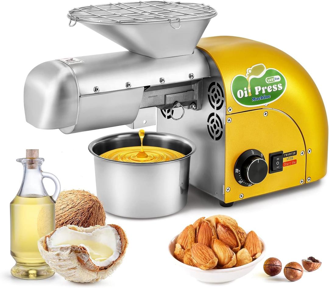 1800w Oil Press Machine Nut Seeds Oil Extractor Cold& Hot Press Machine (Temperature Control 32-572, Extended Rod, 13-19LBS/H, Lower Noise, For Coconut, Cocoa Beans, Avocado, Amaranth Seed)