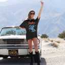 Western Shirts for Women Cowgirl Shirts Vintage Oversized Cowboy Graphic Tee Country Concert Short Sleeve Top (Gray, M)