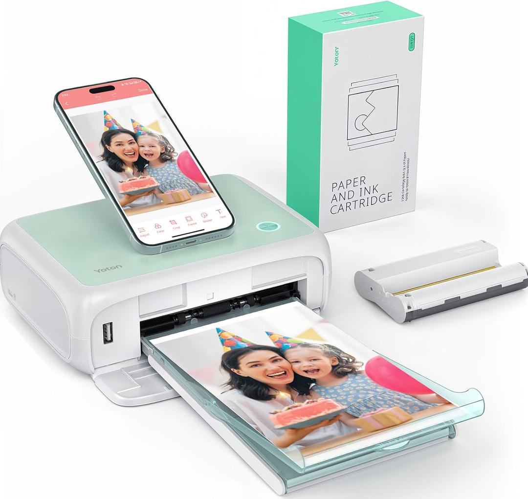 YOTON Photo Printer, Picture Printer with 54 Sheets (4"x6") & 1 Ink Ribbon, Support AR Video Printing, Wi-Fi Connection, Portable Photo Printer for iPhone/Android/Laptop